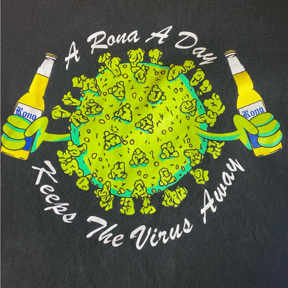 Corona Full Send Limited Edition Mens-Large “A Rona A Day” Funny Graphic T-shirt